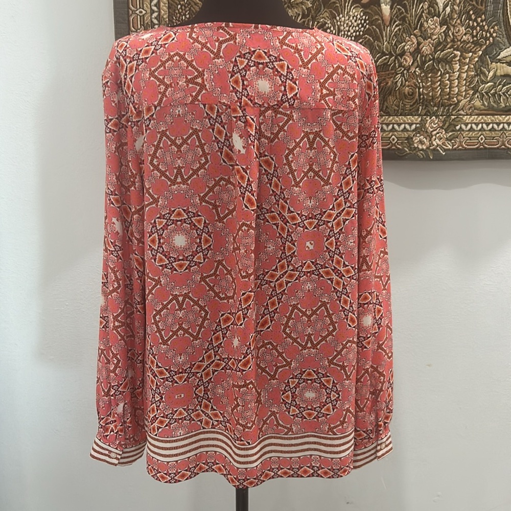 Talbots Geometric Print Design Button Down Blouse… - image 4